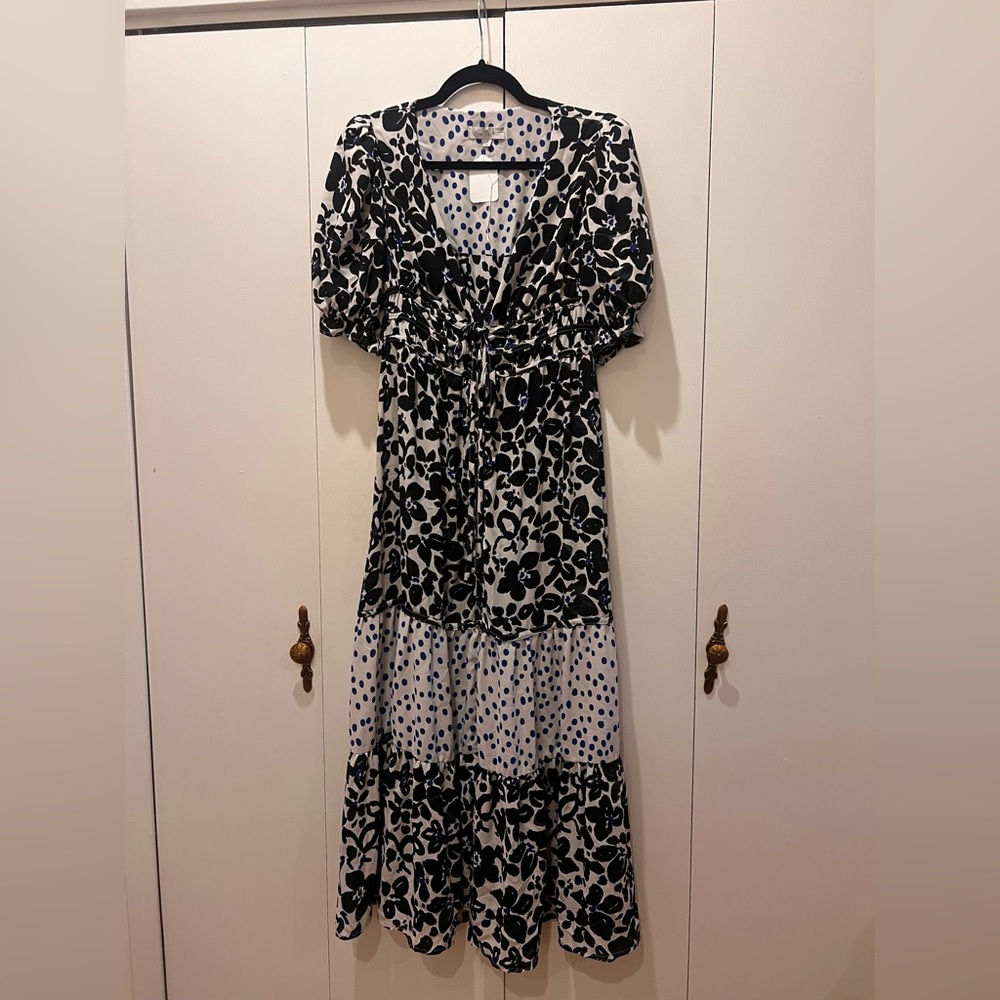 Elegant Black and White Floral Dress